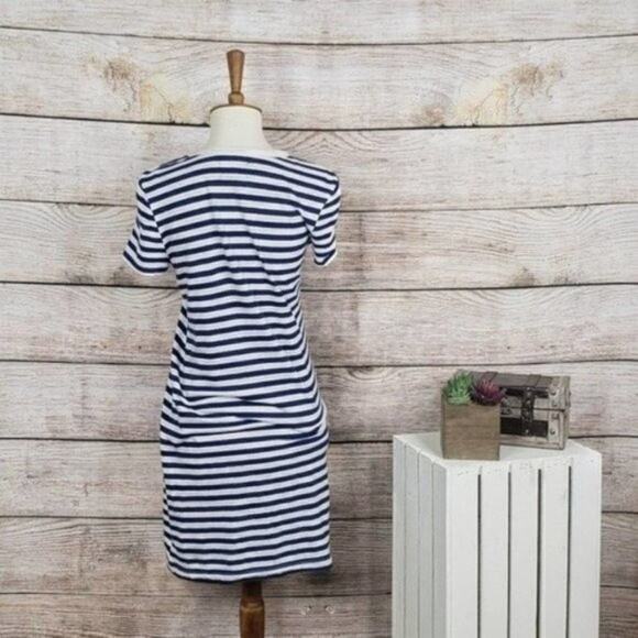 LOFT Lou & Grey Striped T-Shirt Dress Navy XS - Picture 3 of 3